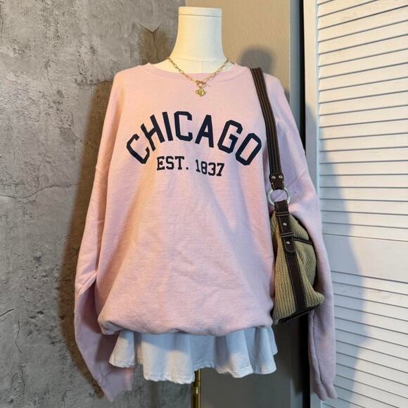 Oversized pink chicago crewneck - Picture 1 of 5